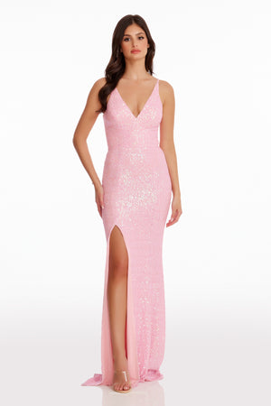 dress the population iris plunging crepe gown Iris Gown XL / RUBIOUS