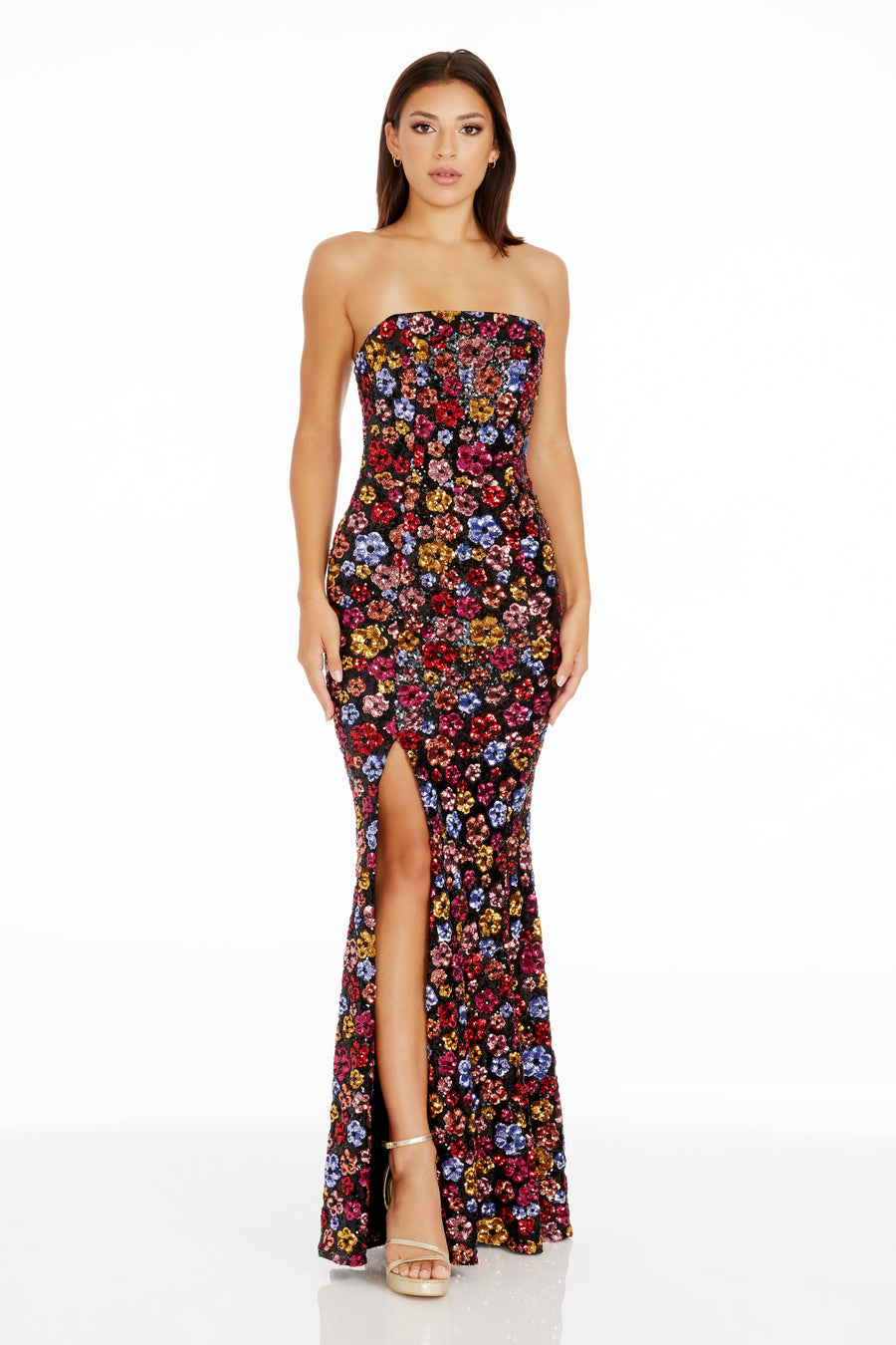 janelle dress dress the population Dress the Population Janelle Floral Sequin Gown