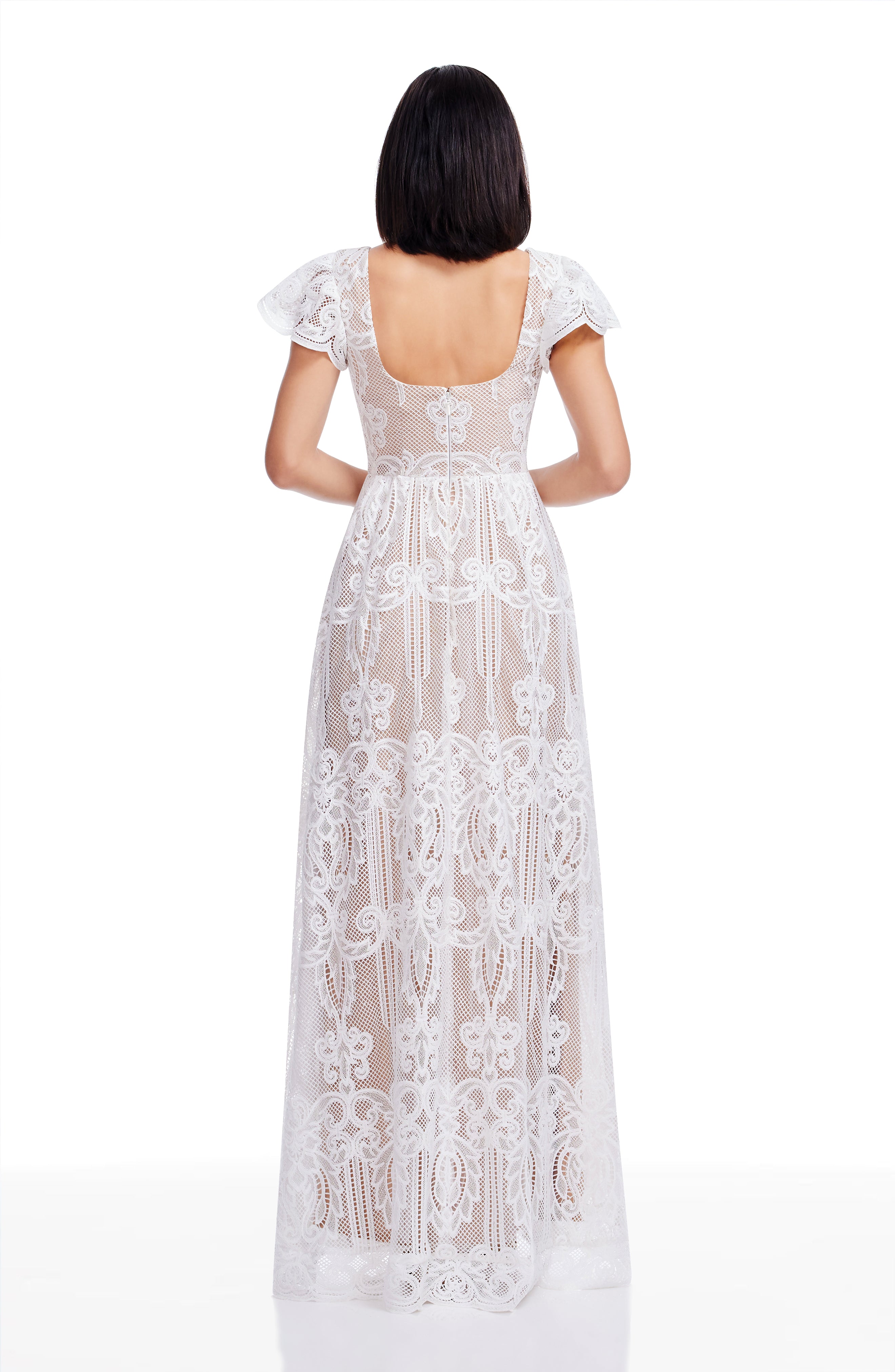 dress the population janis flutter-sleeve lace maxi dress Fiona Flutter Sleeve Maxi RubyClaire Boutique