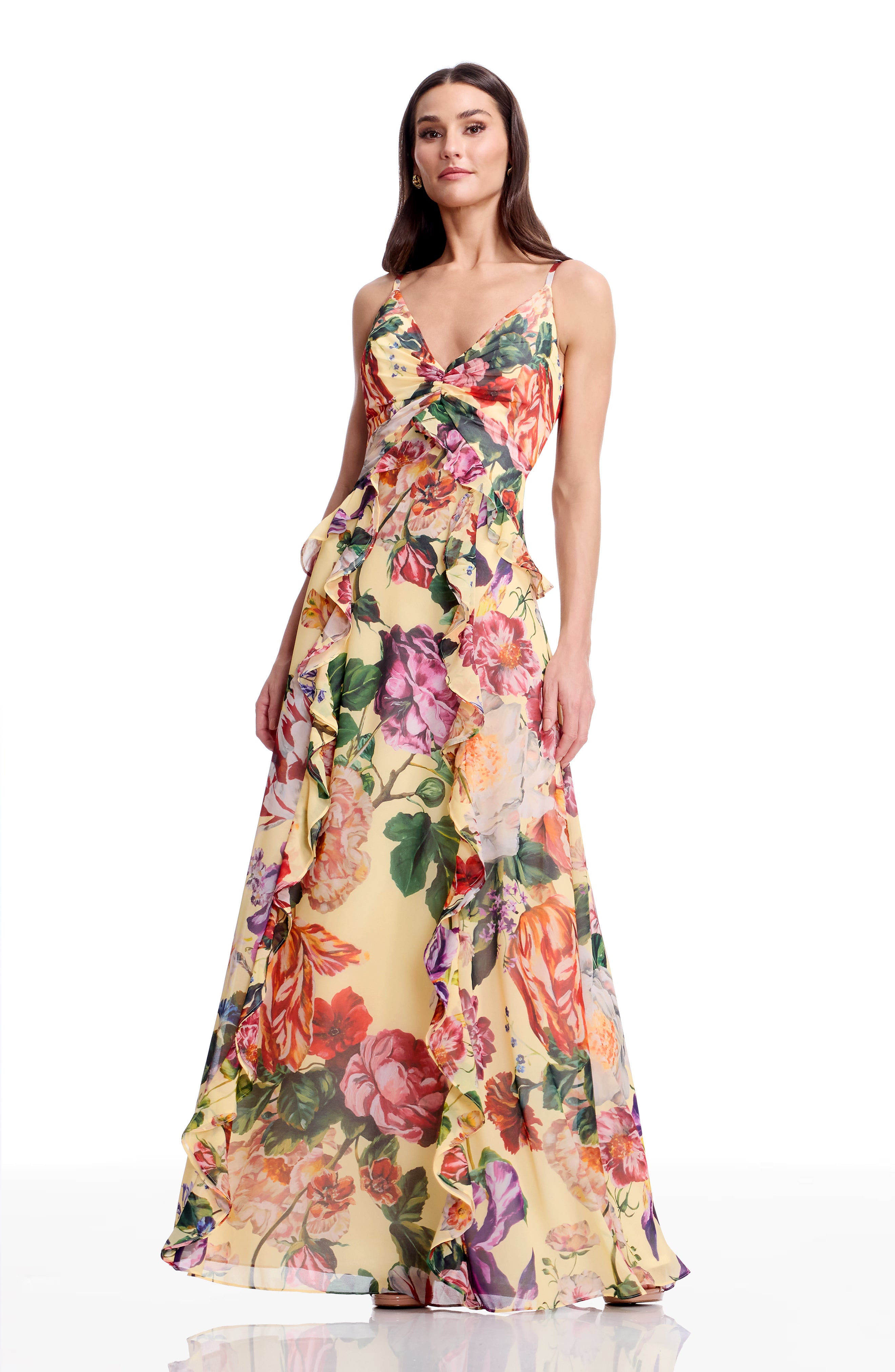 jaiden floral tiered maxi dress Jayden Gown, XXS / GOLDEN FLORAL MULTI