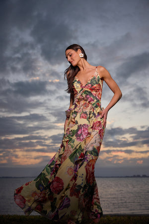 Jayden Gown / GOLDEN FLORAL MULTI