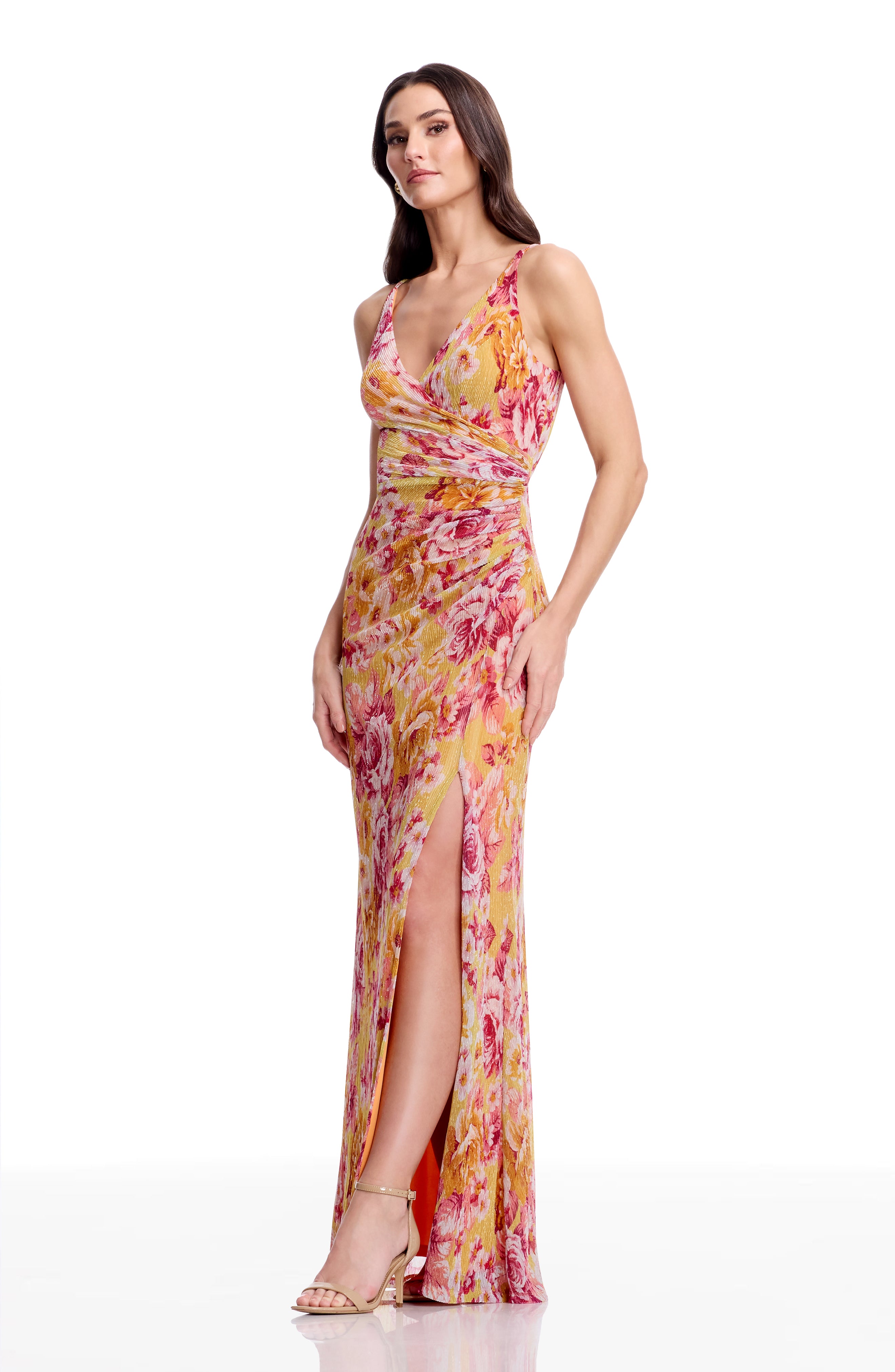 dress the population jordan gown Dress The Population Jordan Plunge Neck Gown - BURGUNDY