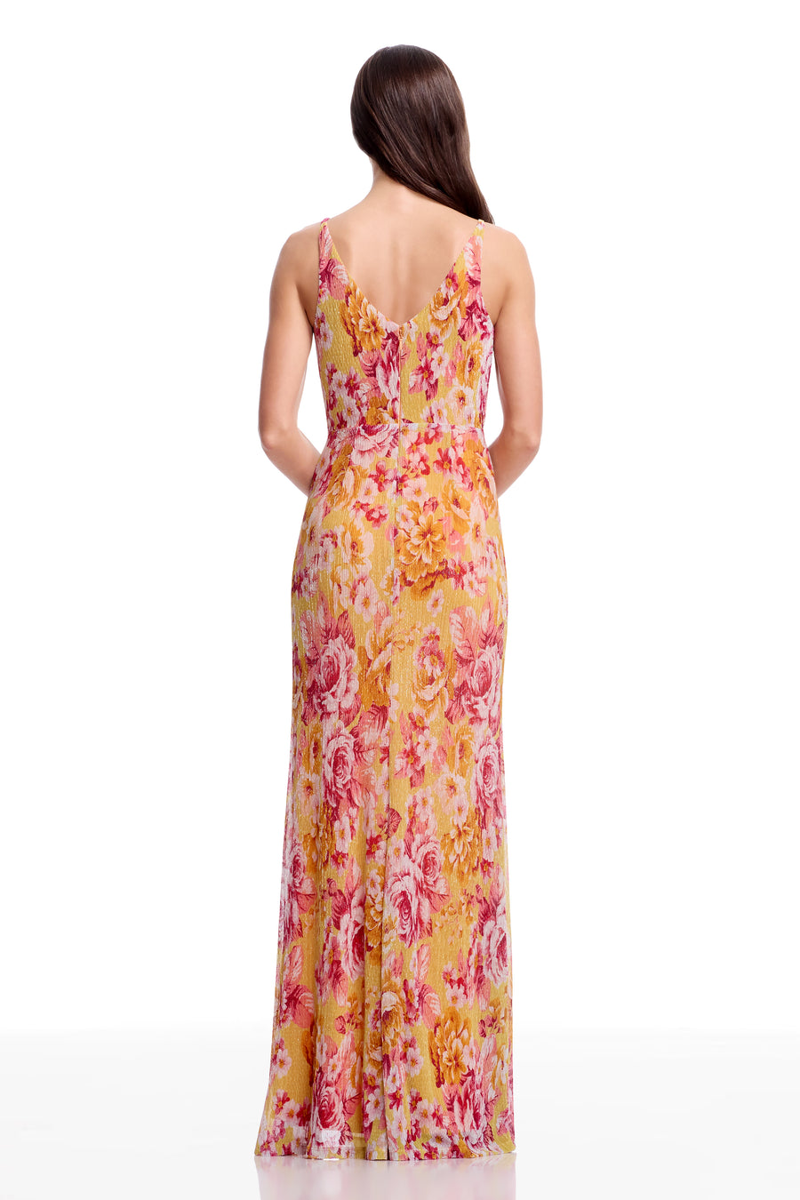 dress the population jordan v-neck ruched fitted maxi dress Dress the Population Women's Jordan Gown - Multi - Size S