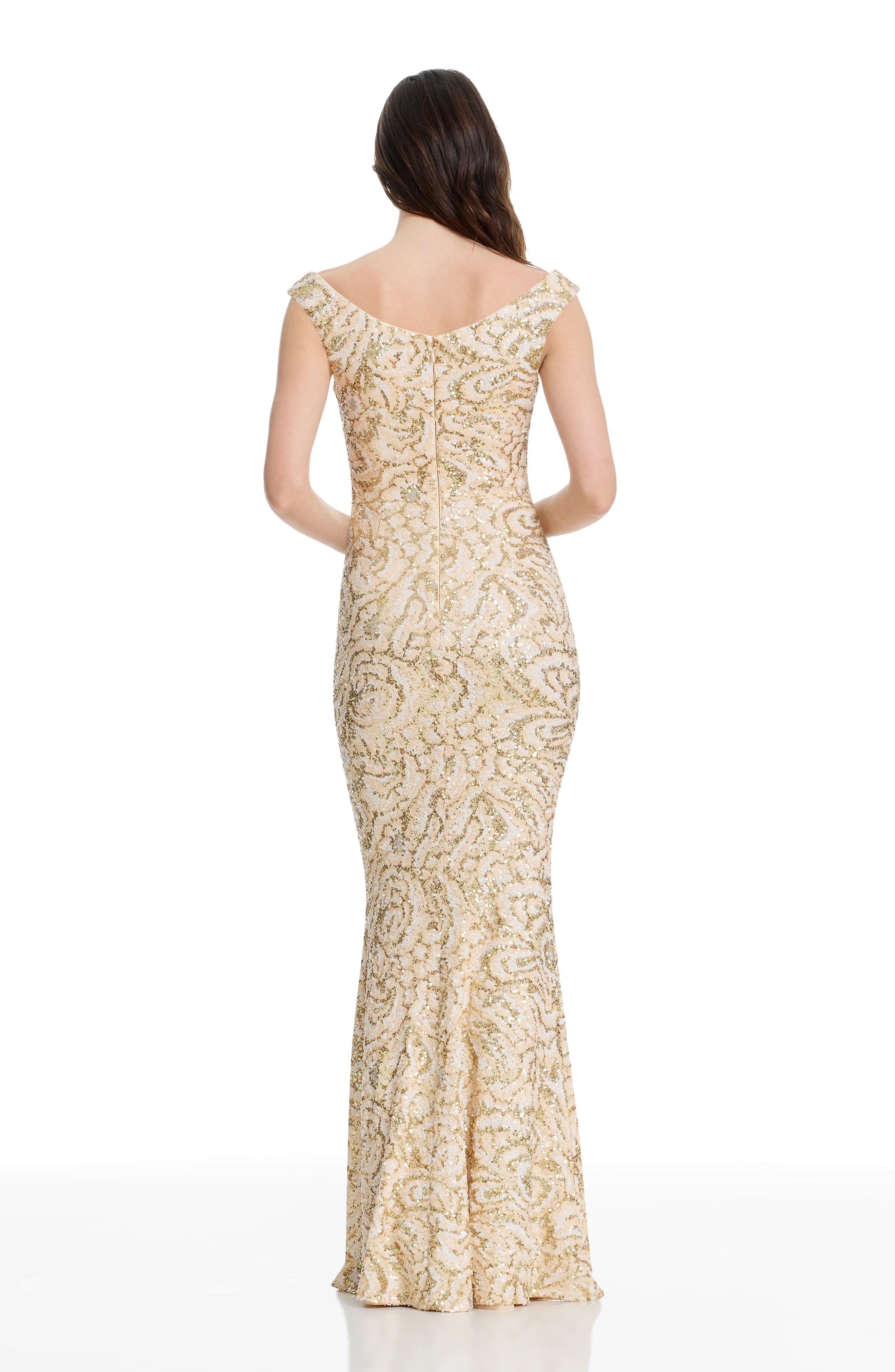 josie floral maxi dress Dress The Population Josie Sequin Mermaid Gown - Cream Multi