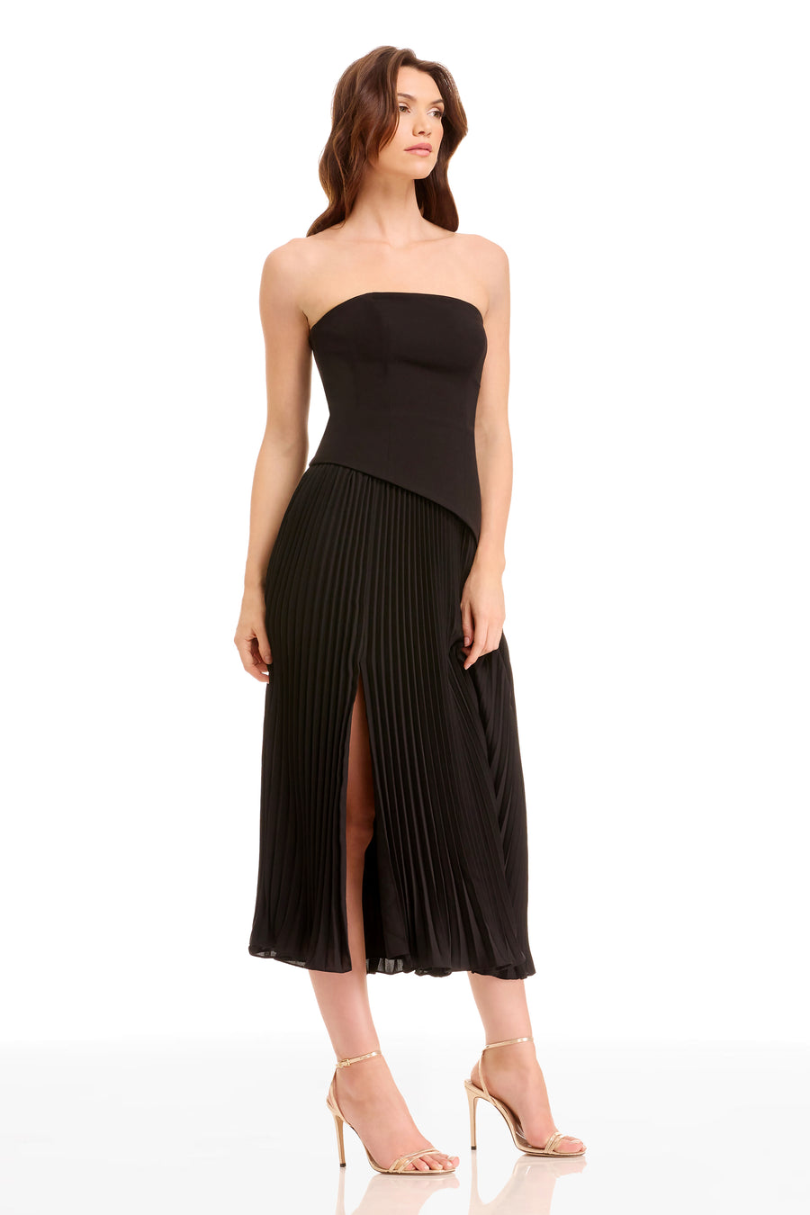 Dress the Population Kacey Strapless Midi Dress in Black at Nordstrom, Size Xx-Large