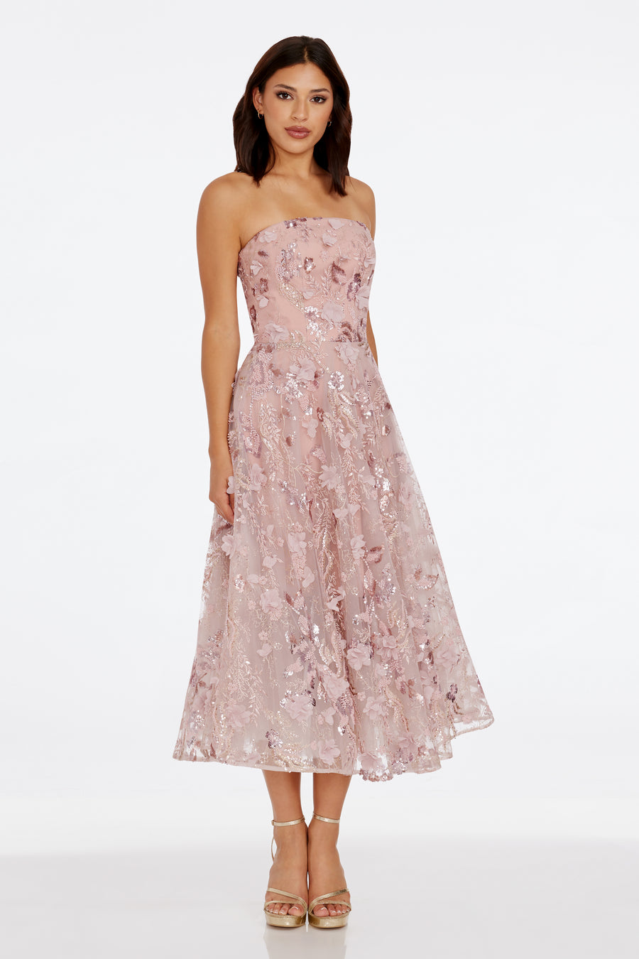 dress the population kailyn white Dress The Population Kailyn Embroidered Fit & Flare Gown