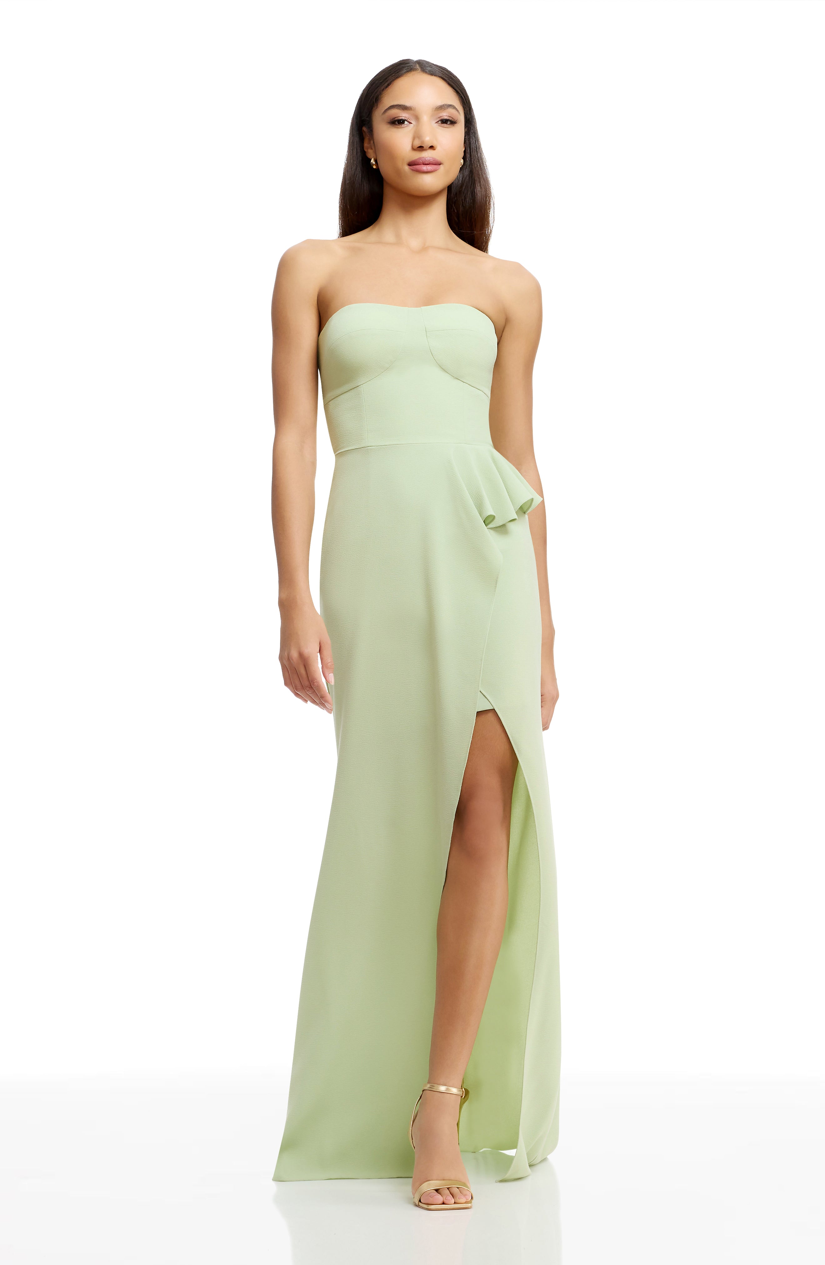 kaia strapless high slit formal dress Kai Gown, XL / SAGE