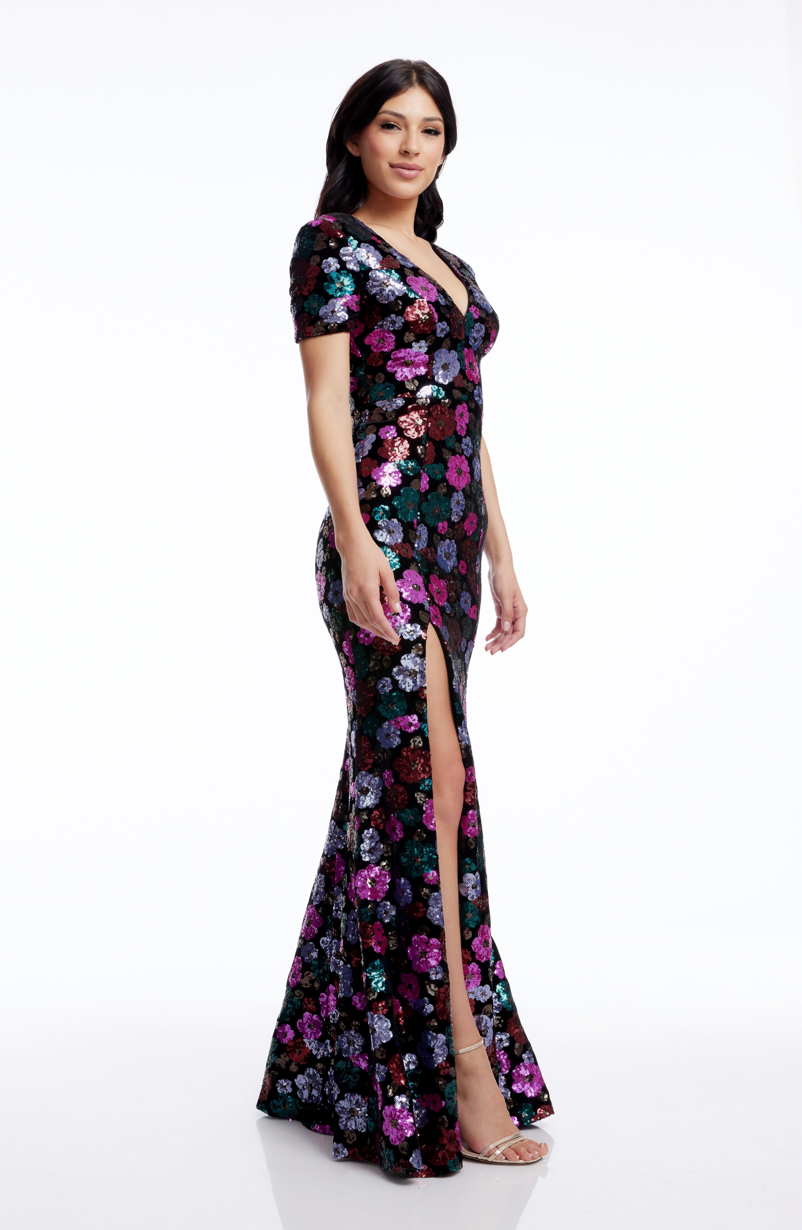 open lace back dress Karla Sequin Iridescent Bodycon Party Dress