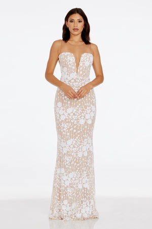 Katelyn Dress / WHITE-NUDE