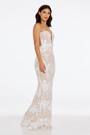 Katelyn Dress / WHITE-NUDE