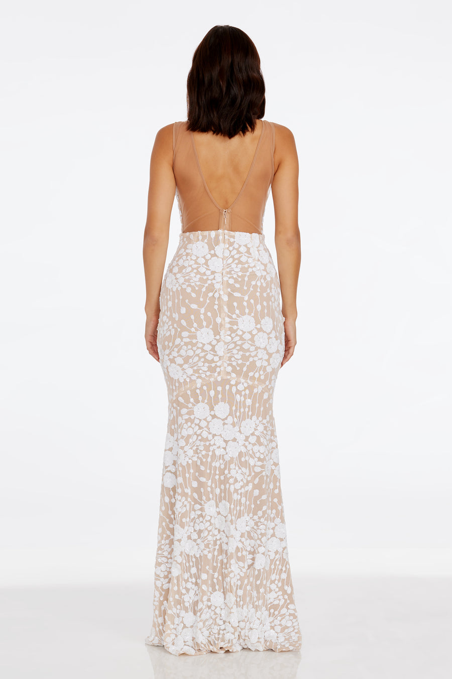Katelyn Dress / WHITE-NUDE