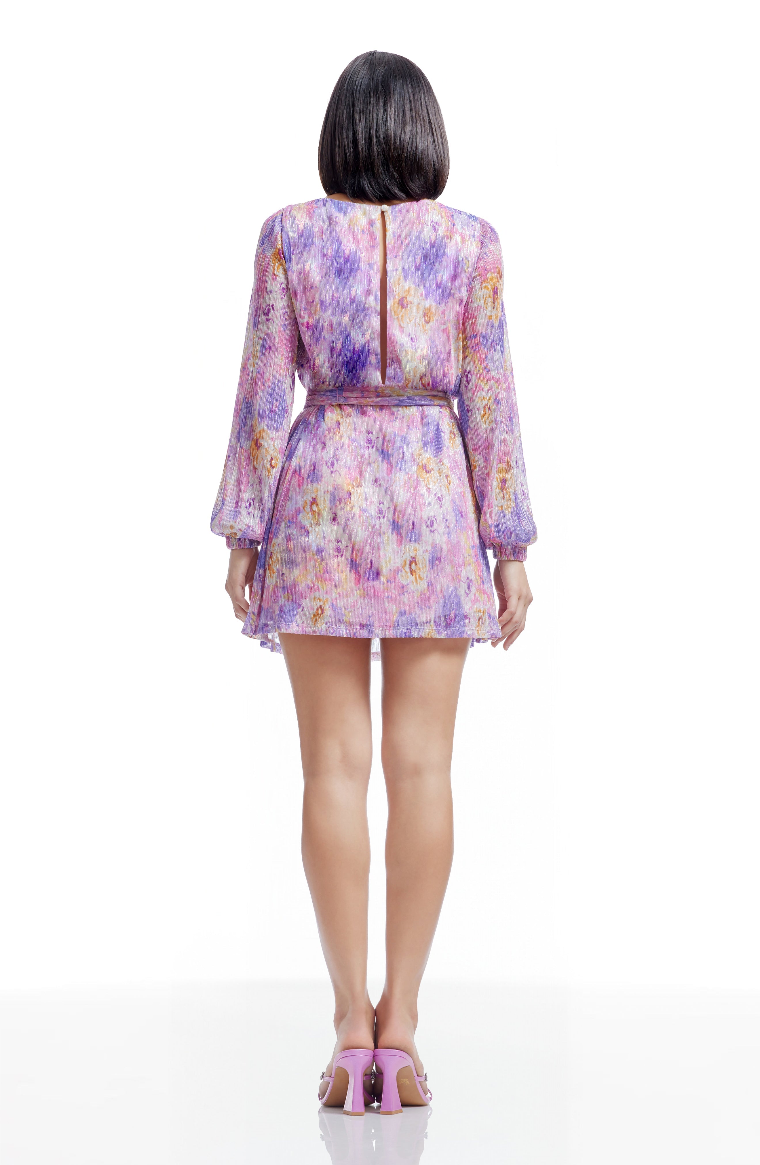 dress the population kirsi Dress the Population Kirsi Women's Metallic Long-Sleeve Dress - Violet Multi