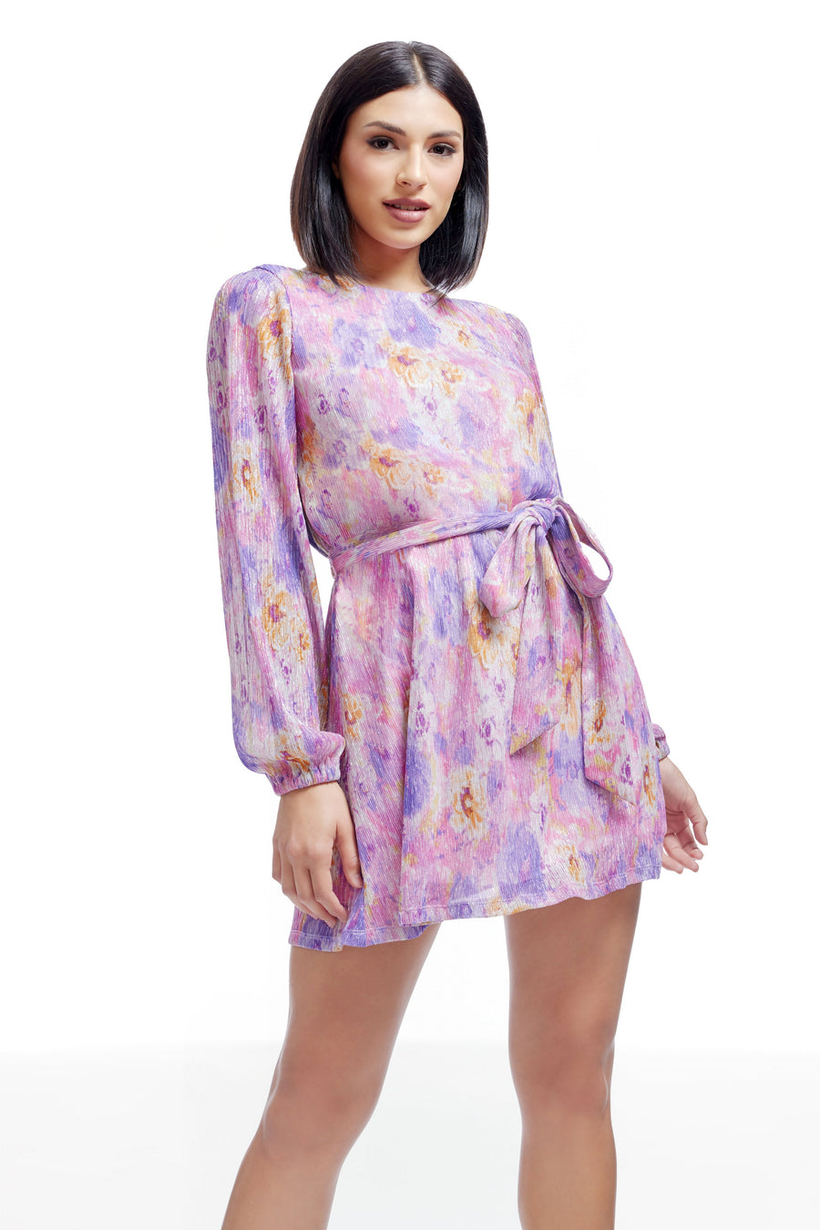 dress the population kirsi Dress the Population Kirsi Women's Metallic Long-Sleeve Dress - Violet Multi