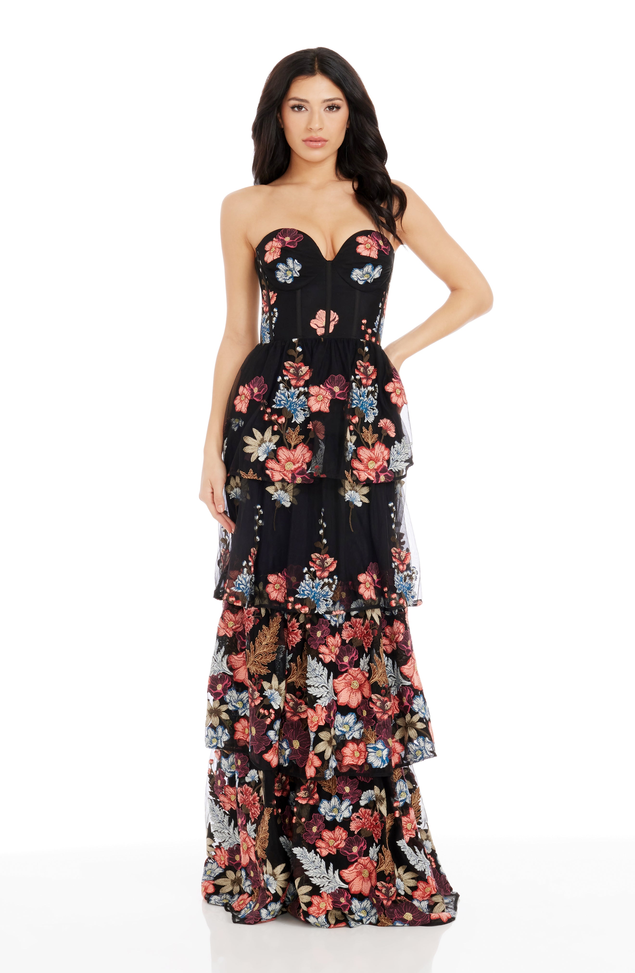 open lace back dress Dress The Population Layana A-Line Dress