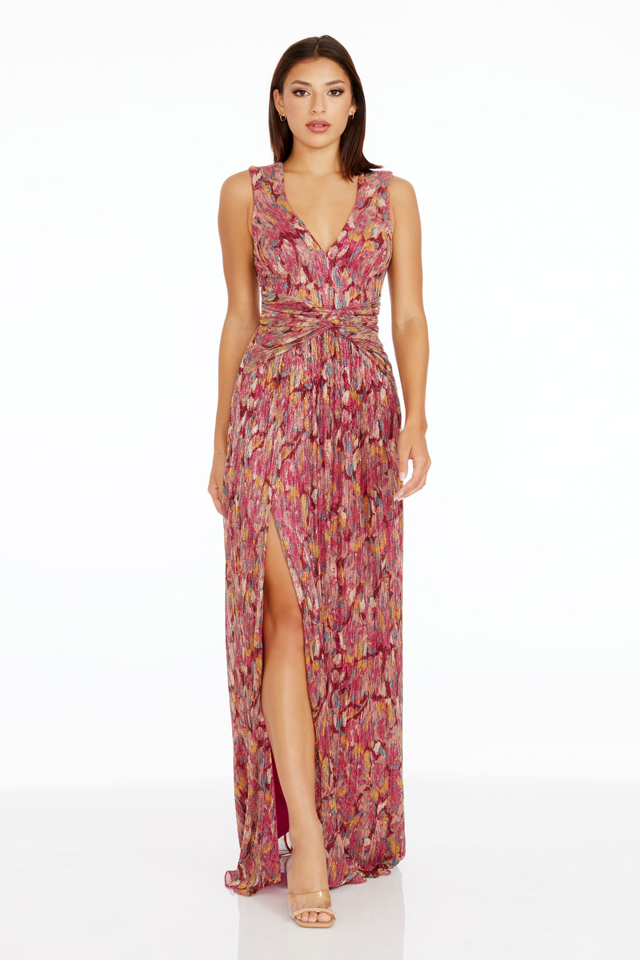 Dress the Population Leanna Women's Metallic Fit & Flare Dress - Bright Fuchsia Dress the Population Leanna Women's Metallic Fit & Flare Dress - Bright Fuchsia
