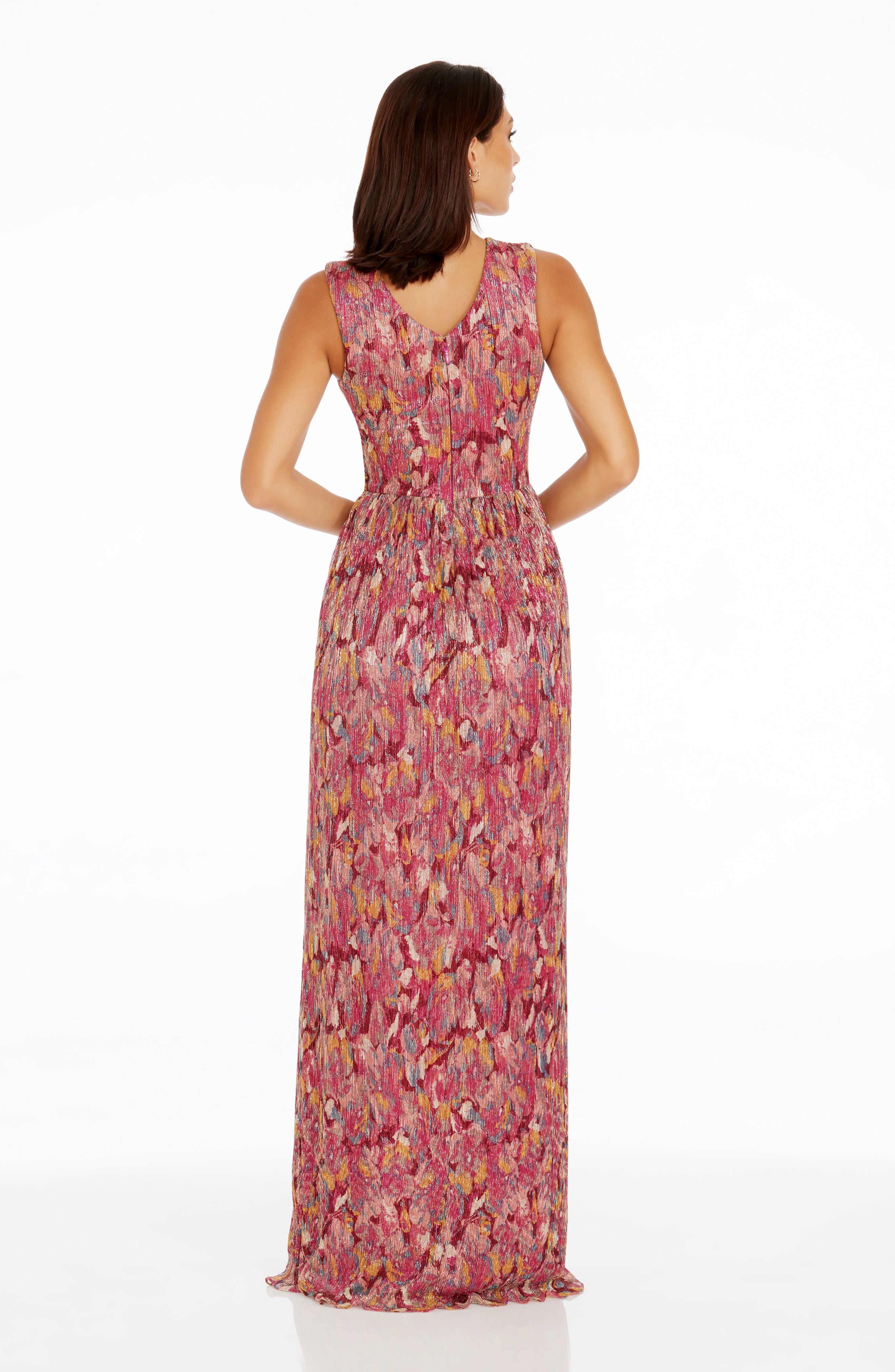 dress the population leanna gown Dress the Population Leanna Women's Metallic Fit & Flare Dress - BRIGHT FUCHSIA