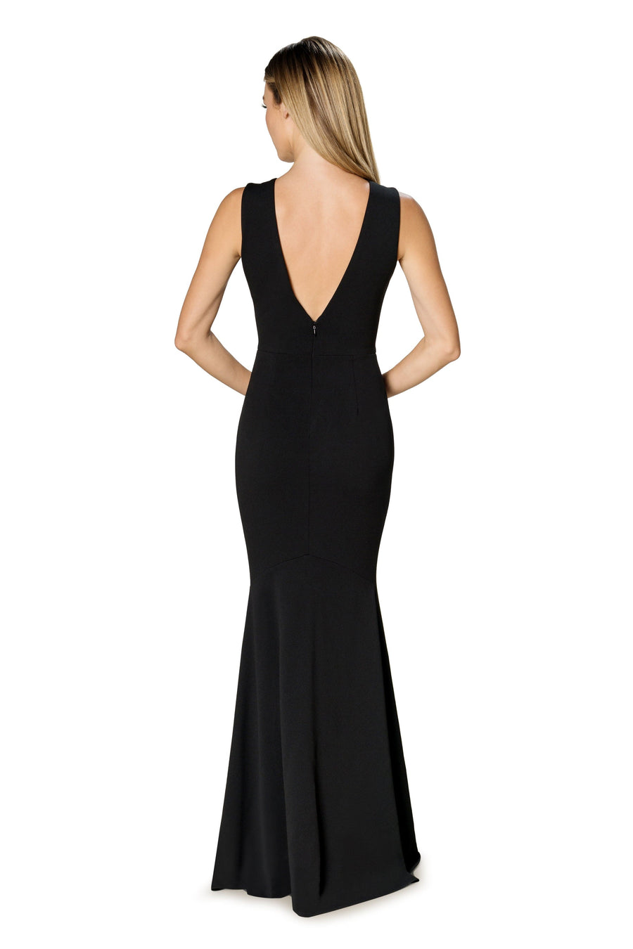 Sandra plunge crepe trumpet gown dress the population sales