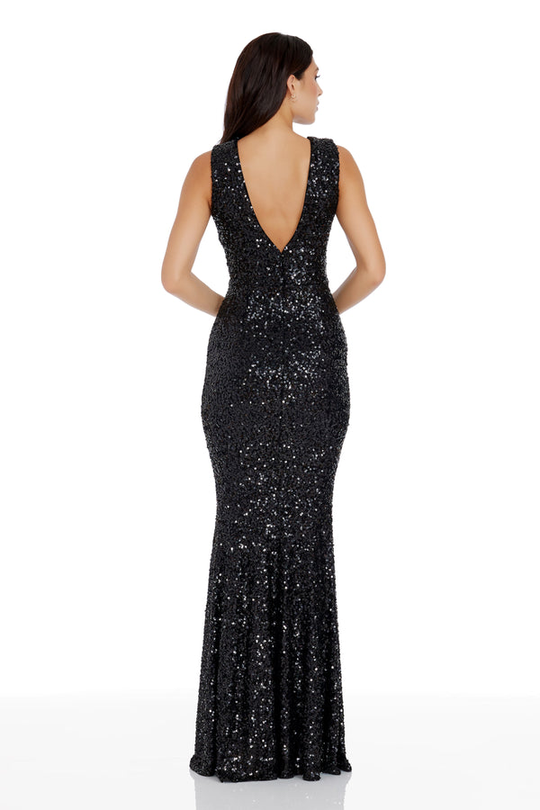 Leighton Sequin Gown / JET BLACK