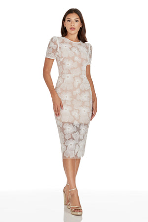 Lia Dress / WHITE-NUDE