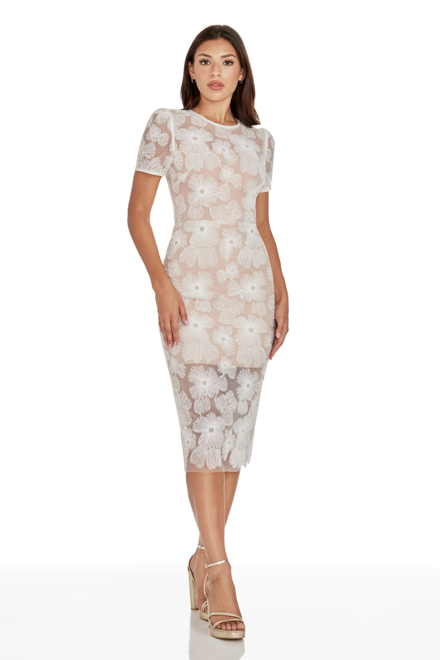 Lia Dress / WHITE-NUDE