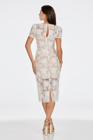 Lia Dress / WHITE-NUDE
