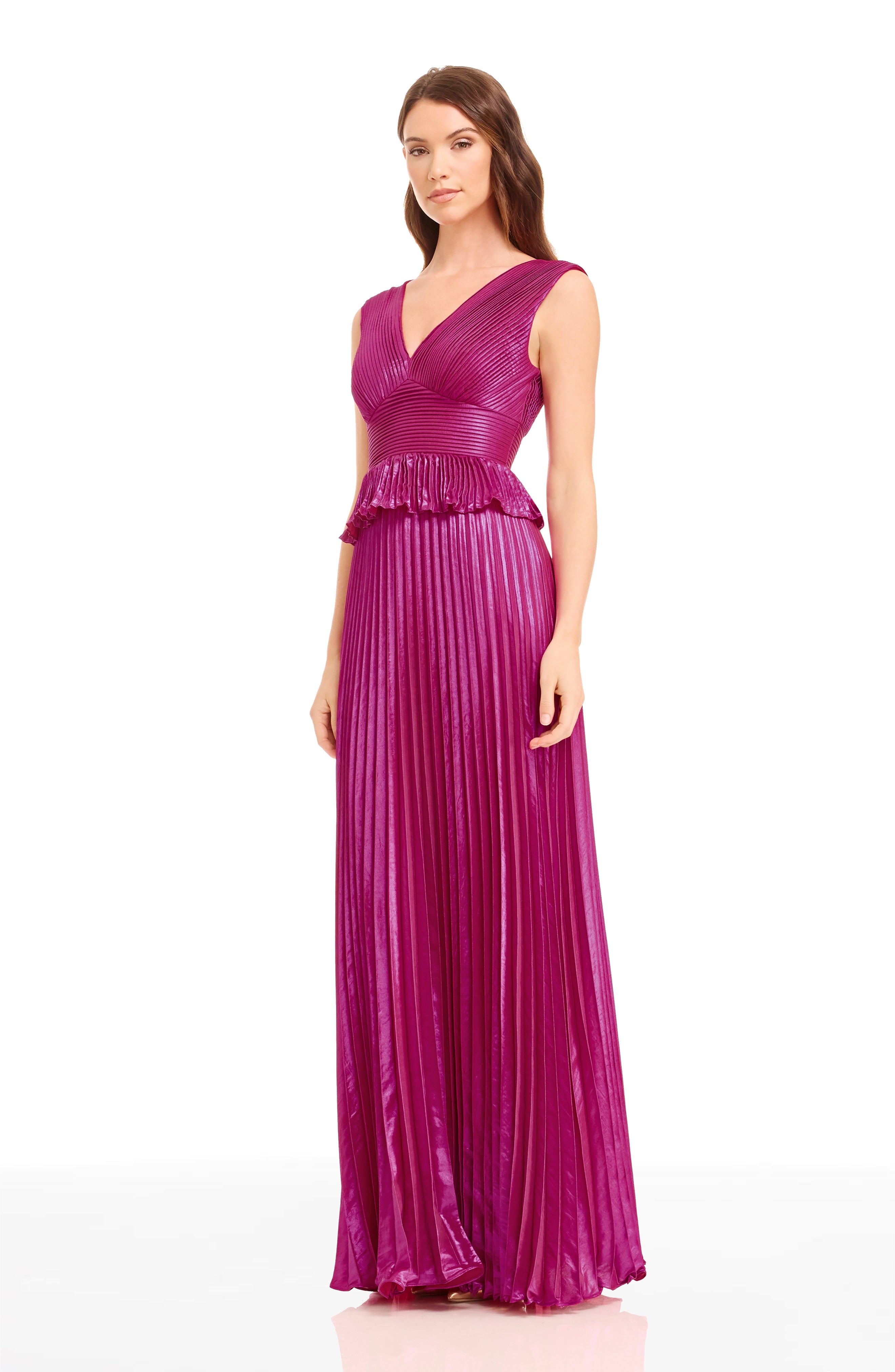 dress the population leanna Leanna Women's Metallic Fit & Flare Dress In Bright Fuchsia Multi