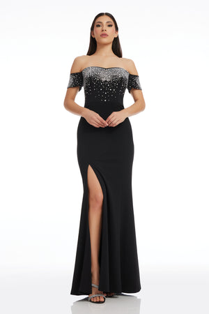 Logan Beaded Gown Dress the Population Logan Beaded Gown Dress the Population