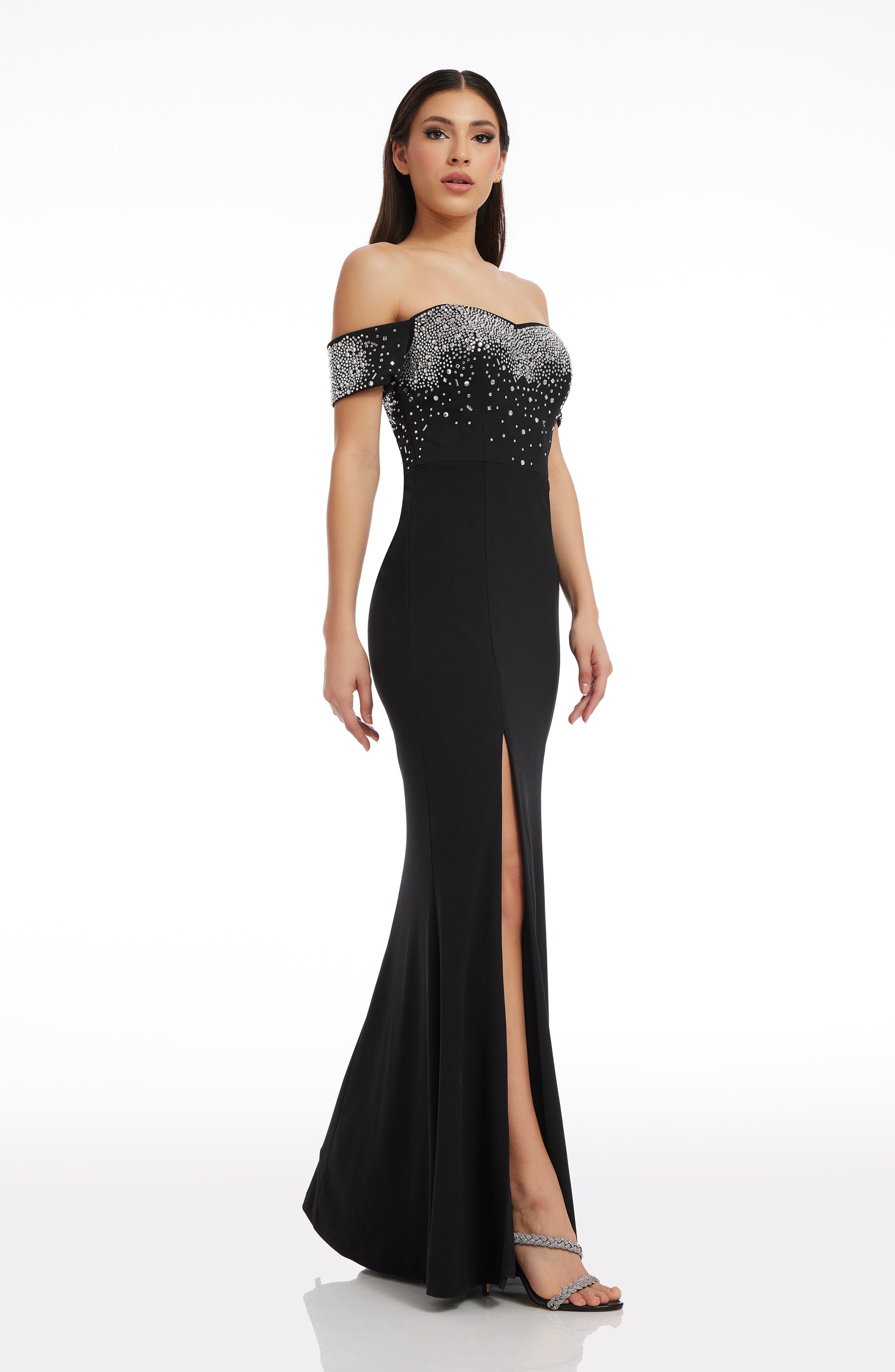 dress the population logan off the shoulder Dress The Population Logan Off The Shoulder Evening Dress In Electric Blue