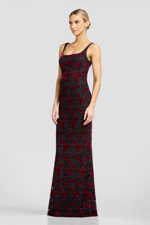 Lorena Gown / BURGUNDY MULTI