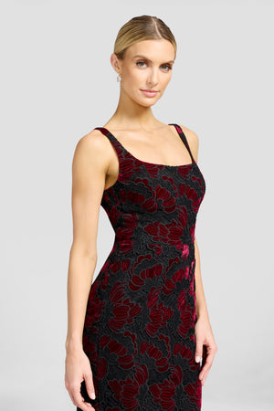 Lorena Gown / BURGUNDY MULTI