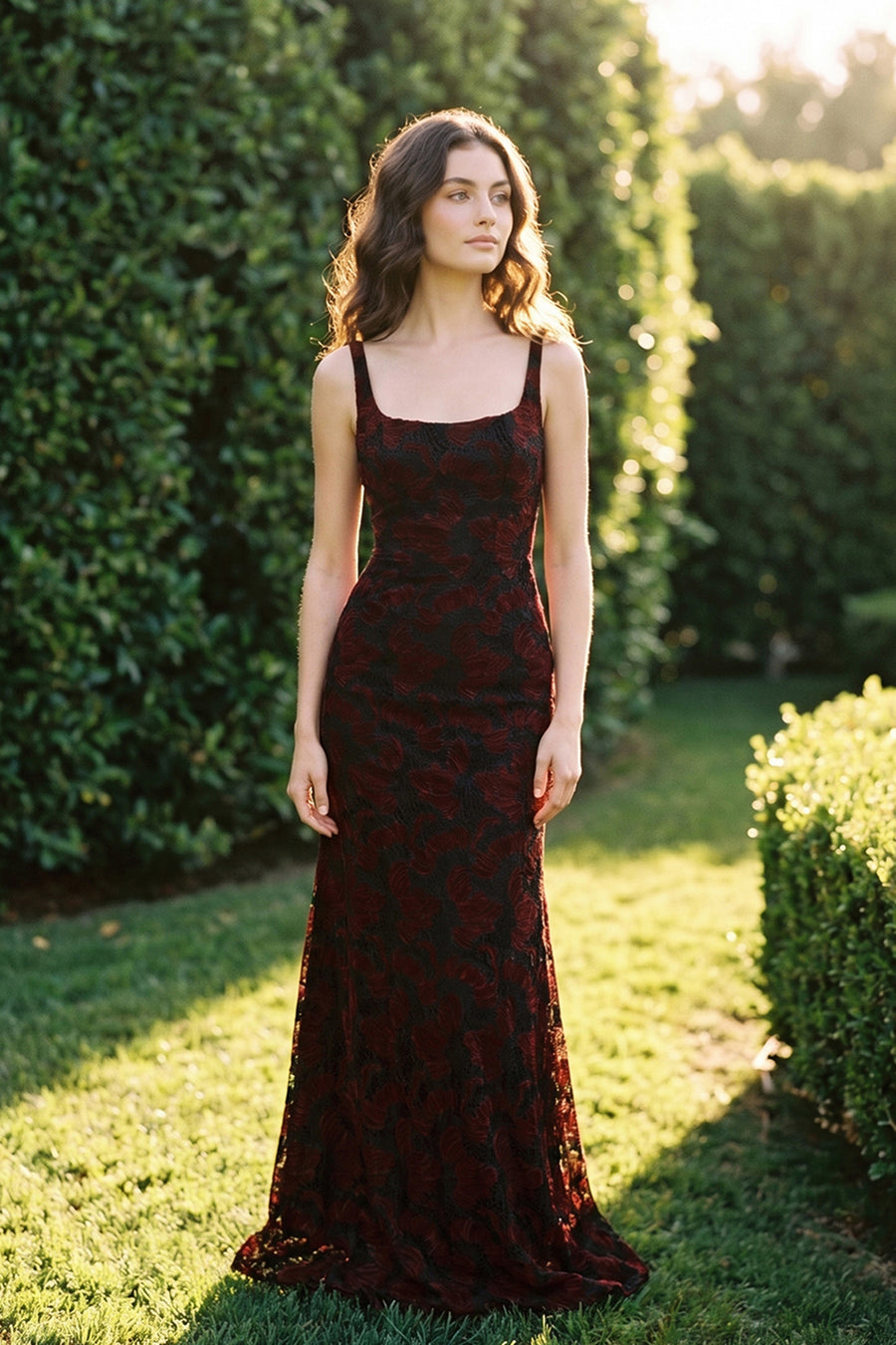 Lorena Gown / BURGUNDY MULTI