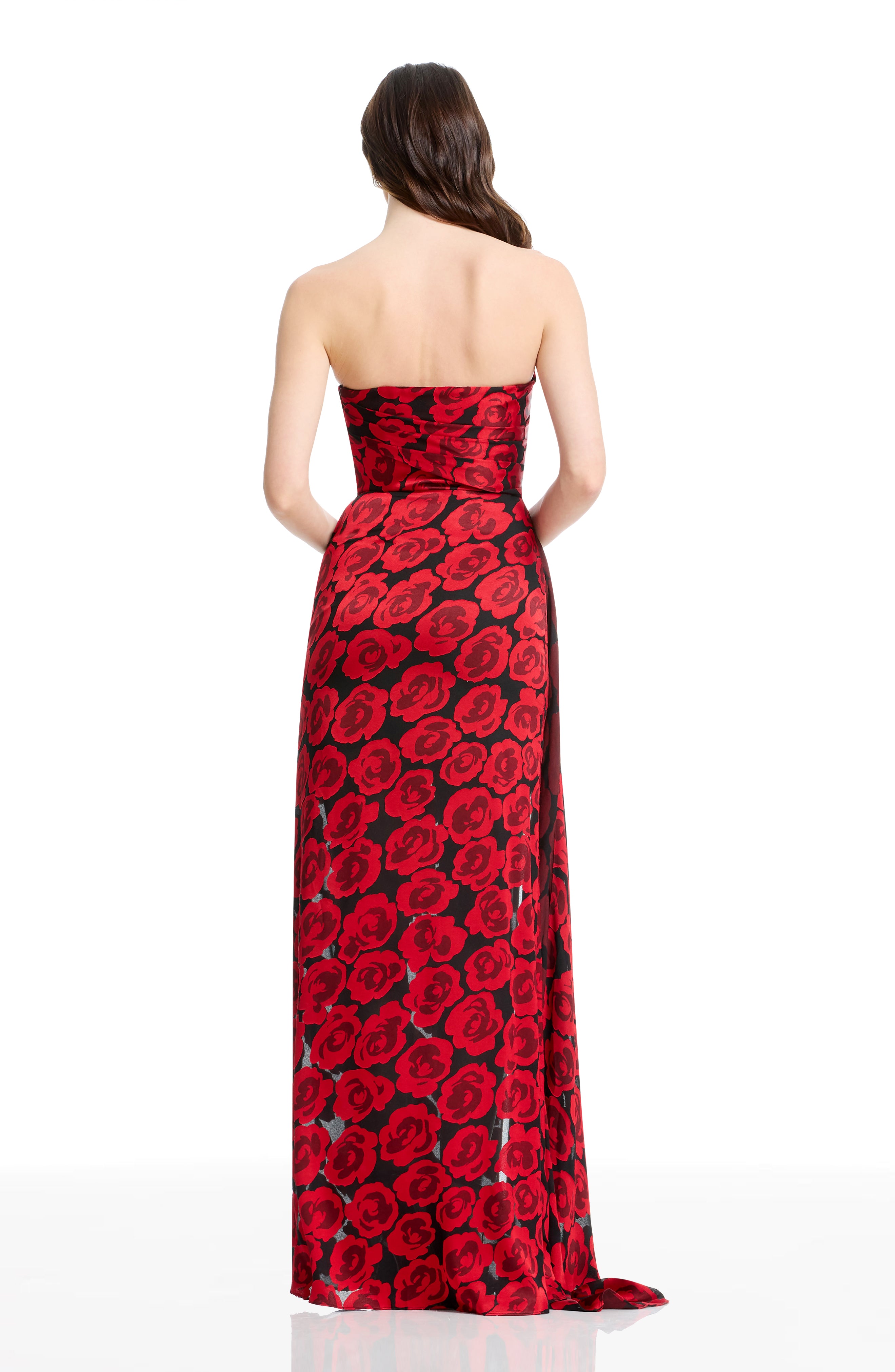 lulu red maxi dress Dress The Population Women's Lulu Floral Strapless Gown - Red