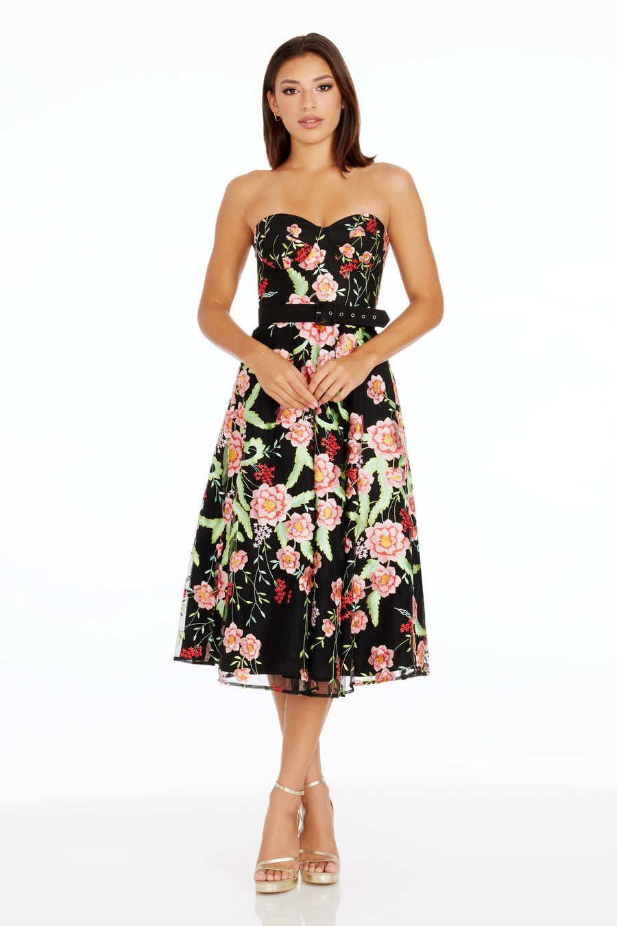 mabel dress dress the population Amazon.com: Dress the Population Women's Mabel Beaded and 3D Flower Arches On Tulle, Midi, Fit and Flare, Sweetheart Neck Dress, Sage Multi, XX-Small : Clothing, Shoes & Jewelry