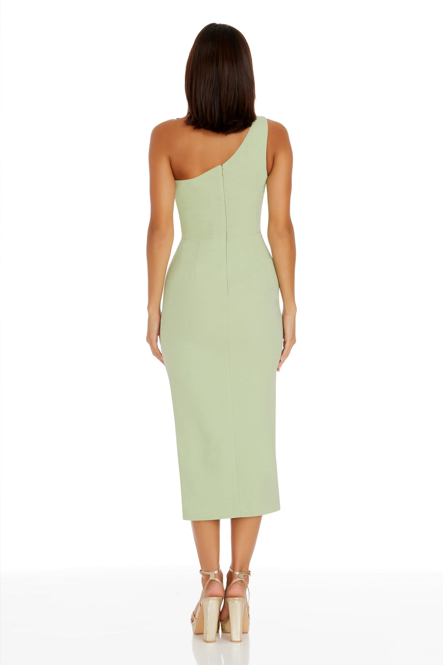 magnolia one-shoulder asymmetric body-con midi dress Dress The Population Magnolia Dress - Black