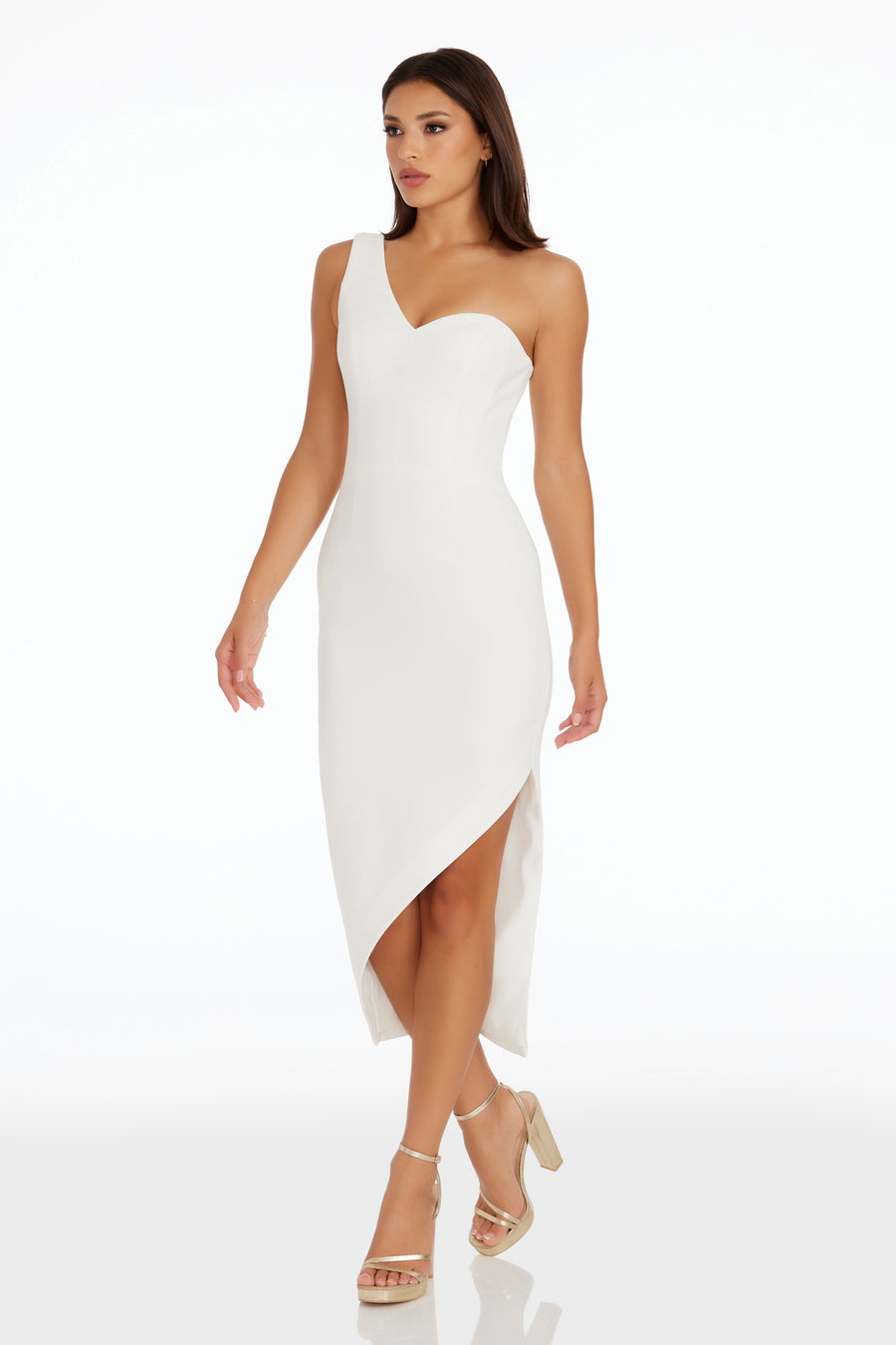 Dress the Population Magnolia Asymmetric Dress White Dress the Population Magnolia Asymmetric Dress White