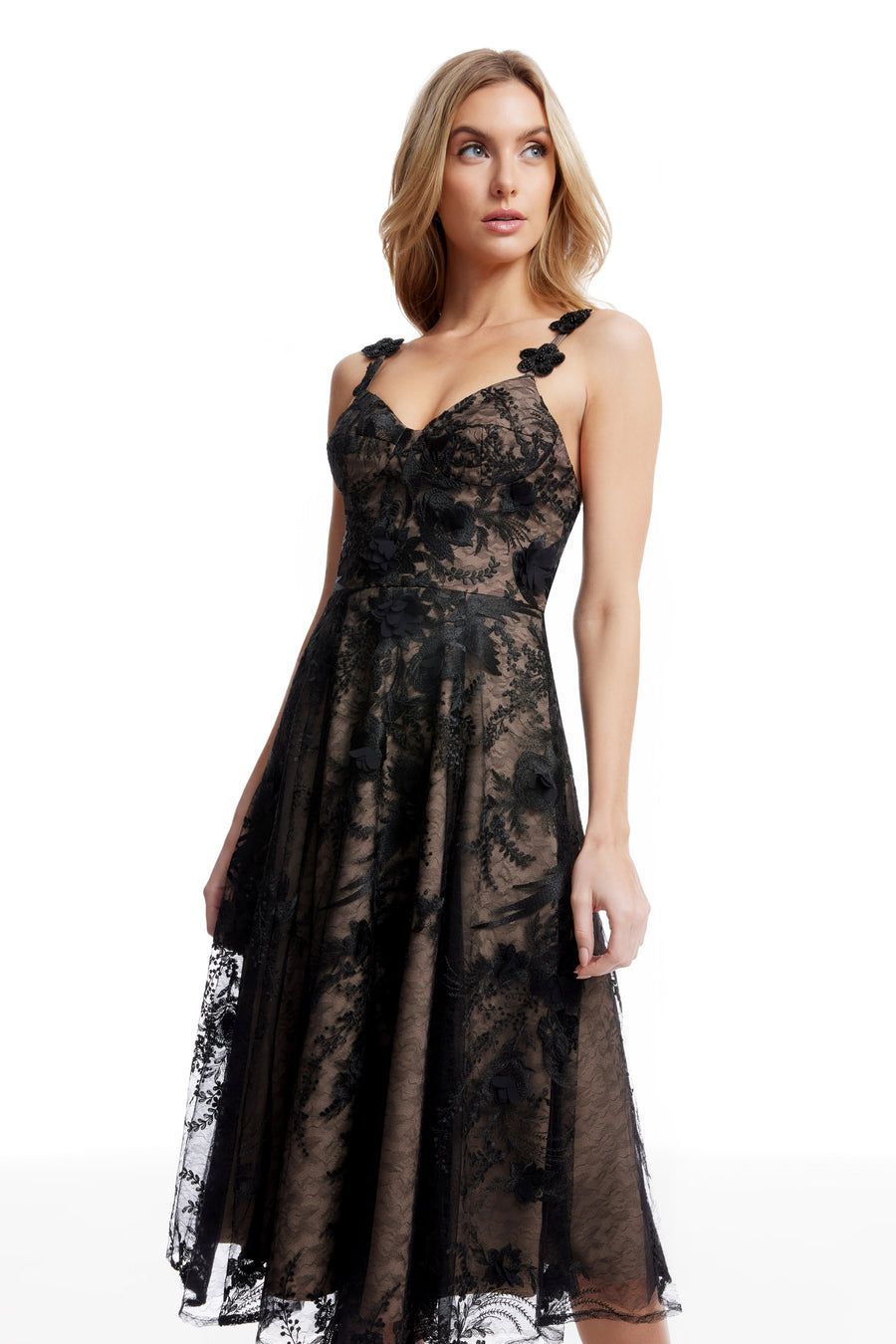 dress the population marlene NWT Dress The Population "Marlene" Plunging Embroidered Mesh Maxi Dress, Ivory M