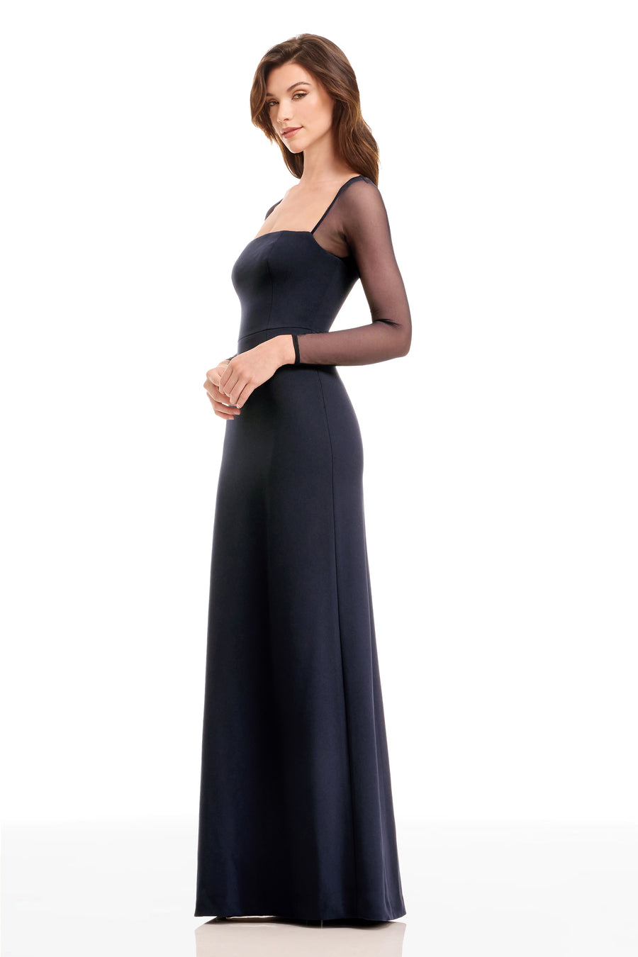 dress the population maxwell square neck long sleeve gown Maxwell Dress XXS / SKY