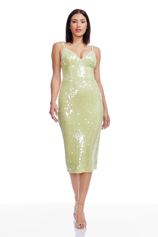 be you sequin v neck midi dress Rainbow Sequin Striped V-Neck Midi Dress