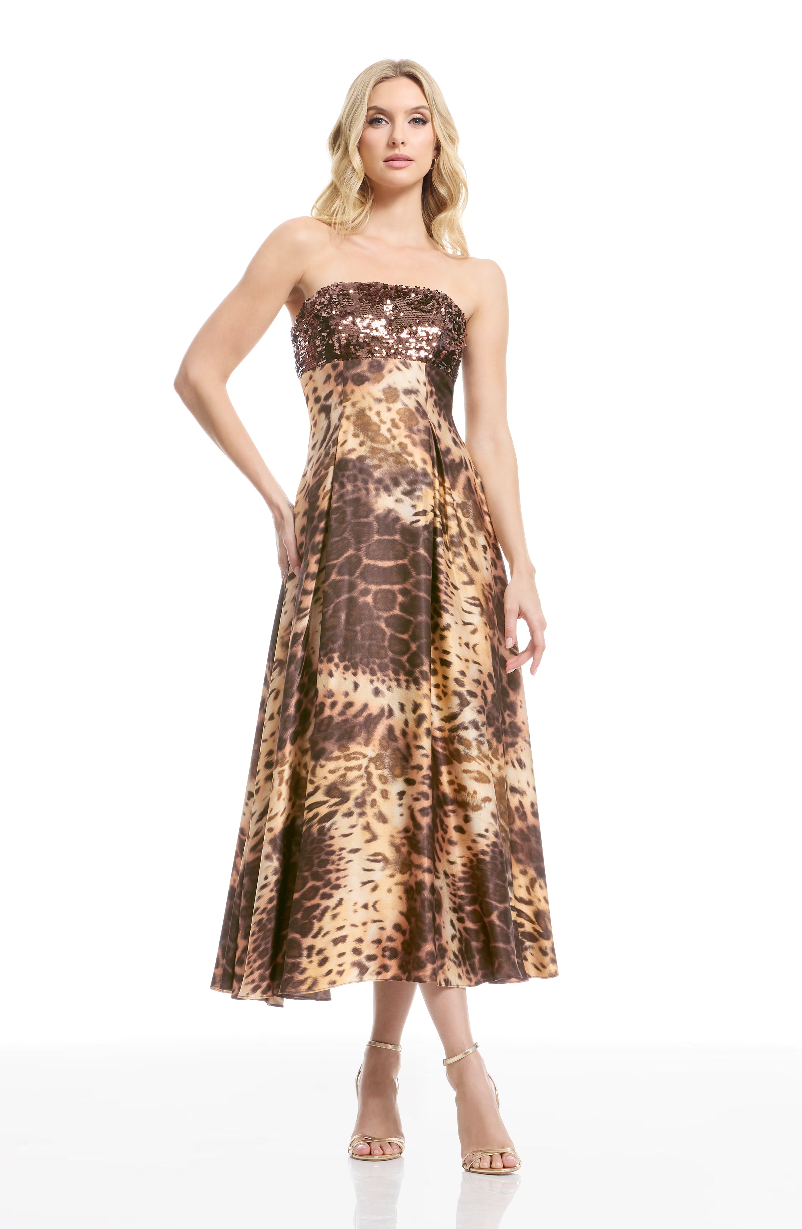 Dress the Population Women's Miranda Sequin Strapless Gown - Natural