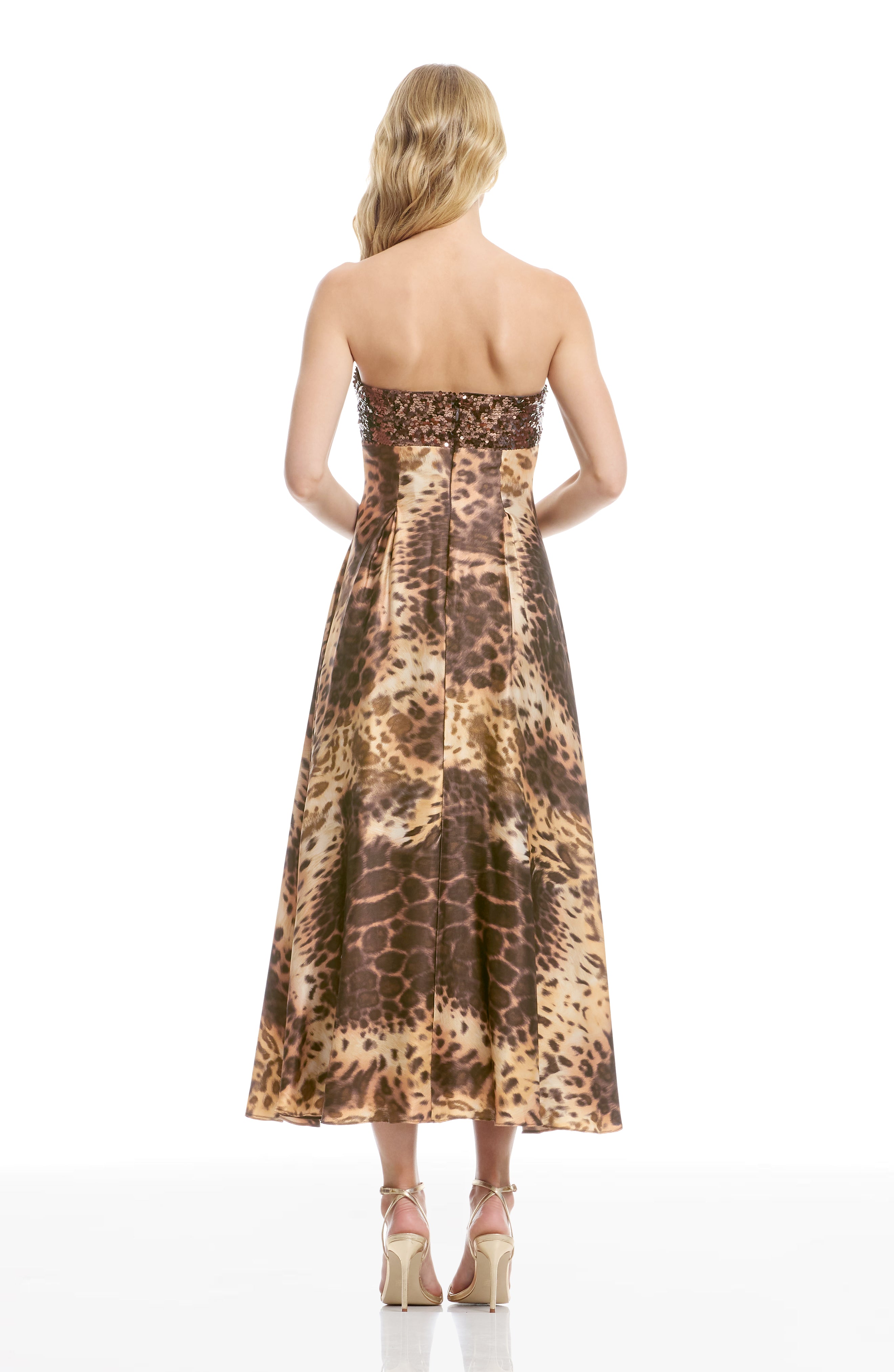 miranda midi dress Dress the Population Women's Miranda Sequin Strapless Gown - Natural