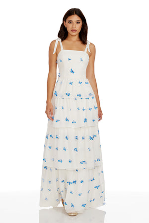 Monica Dress / WHITE-BLUE