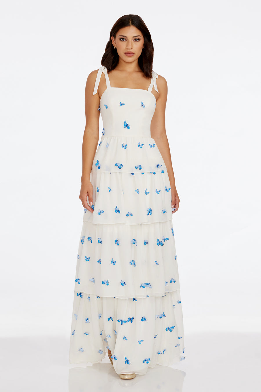 Monica Dress / WHITE-BLUE