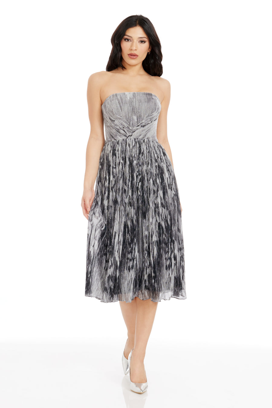 Dress the Population Women's Nadine Fit and Flare Midi Dress