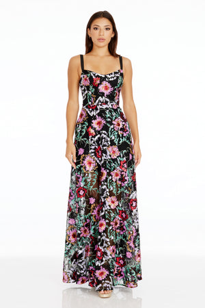 Nina Gown / BLACK MULTI