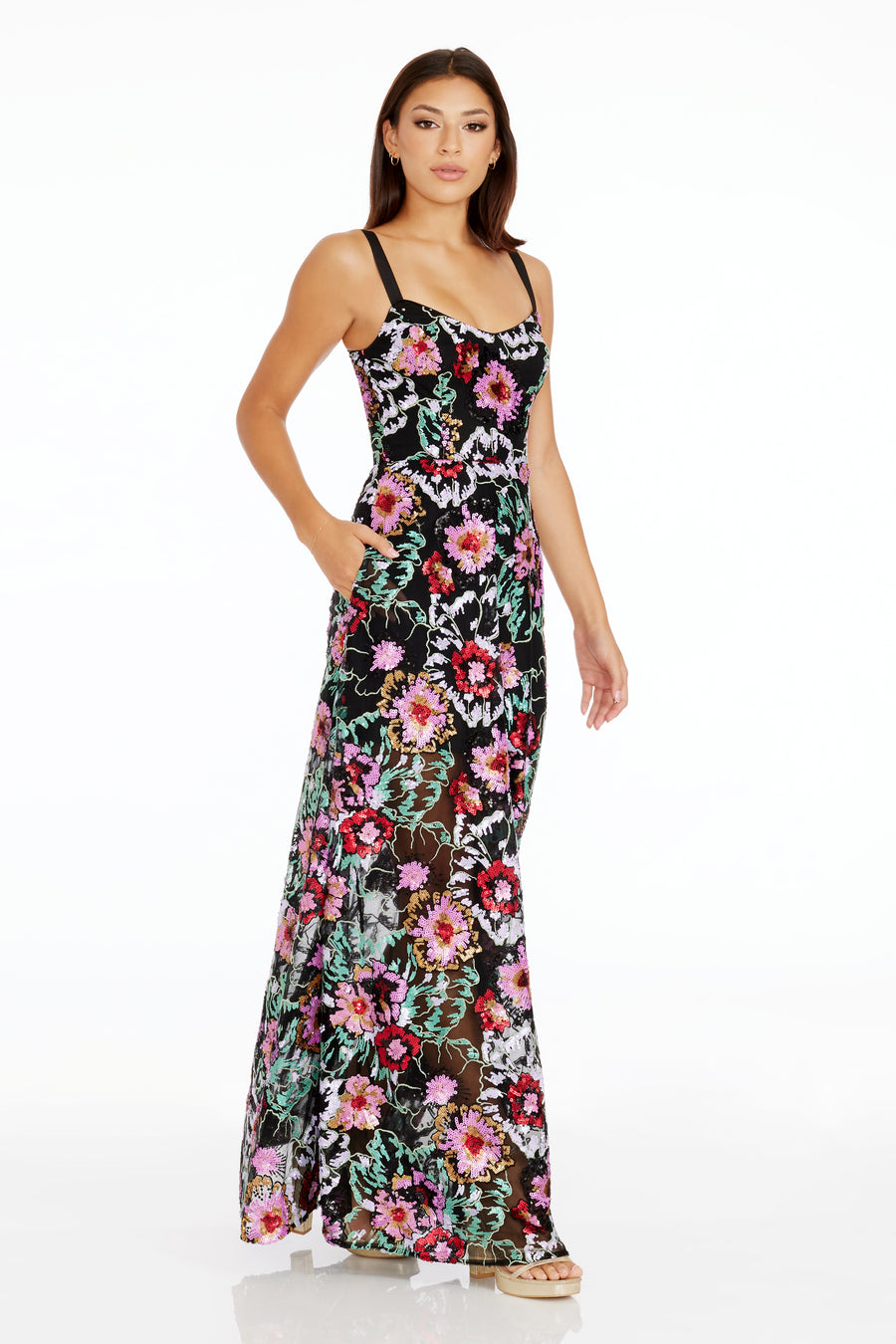 Nina Gown / BLACK MULTI