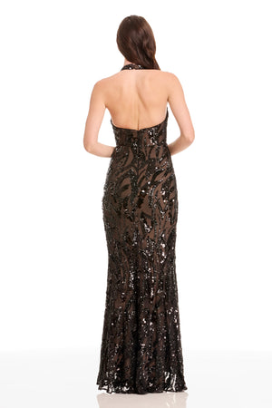 PAIGE GOWN / BLACK-NUDE