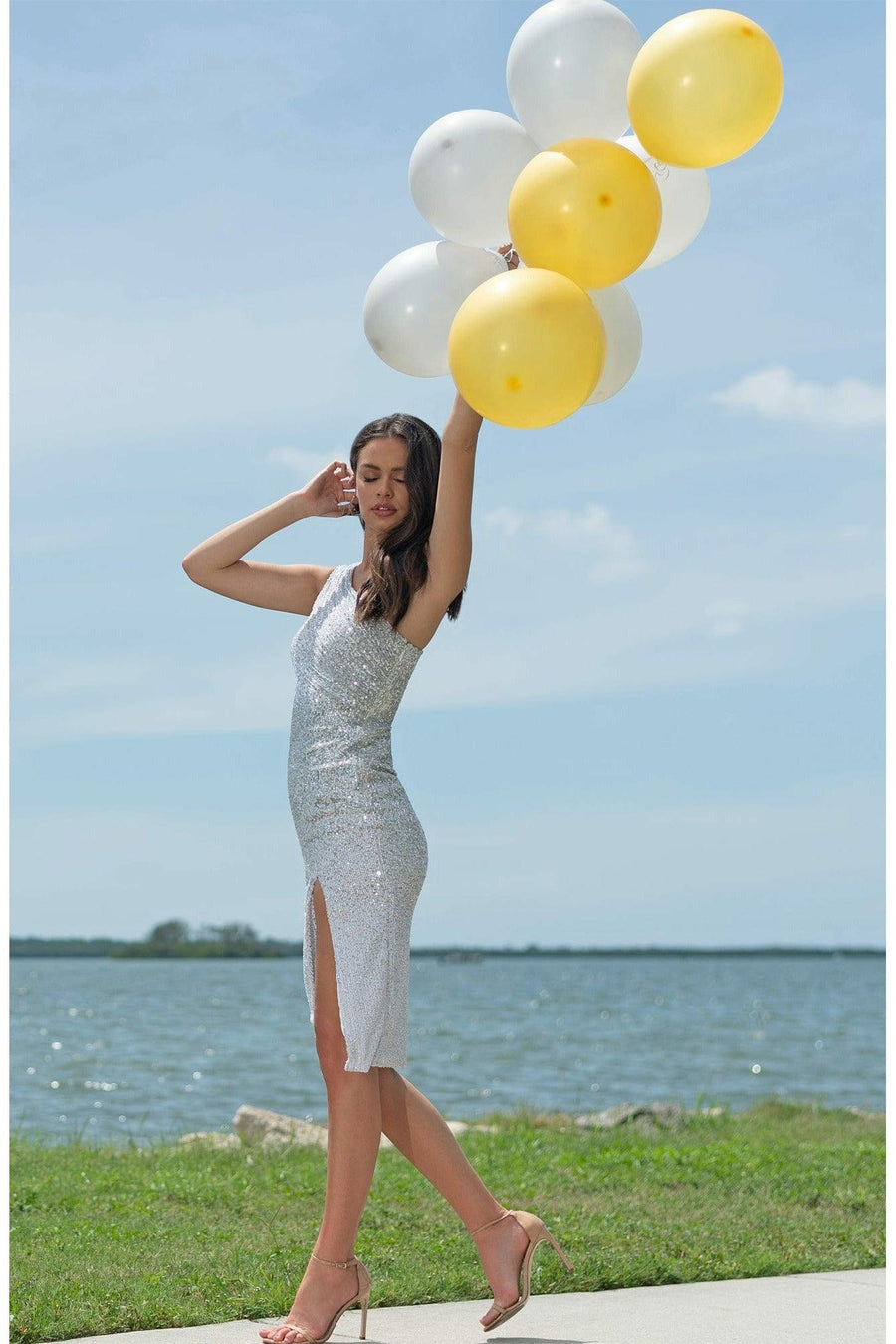 Palmer Dress / WHITE/SILVER