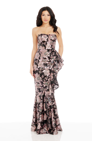 dress the population justine mermaid maxi gown Dress the Population Justine Maxi Dress