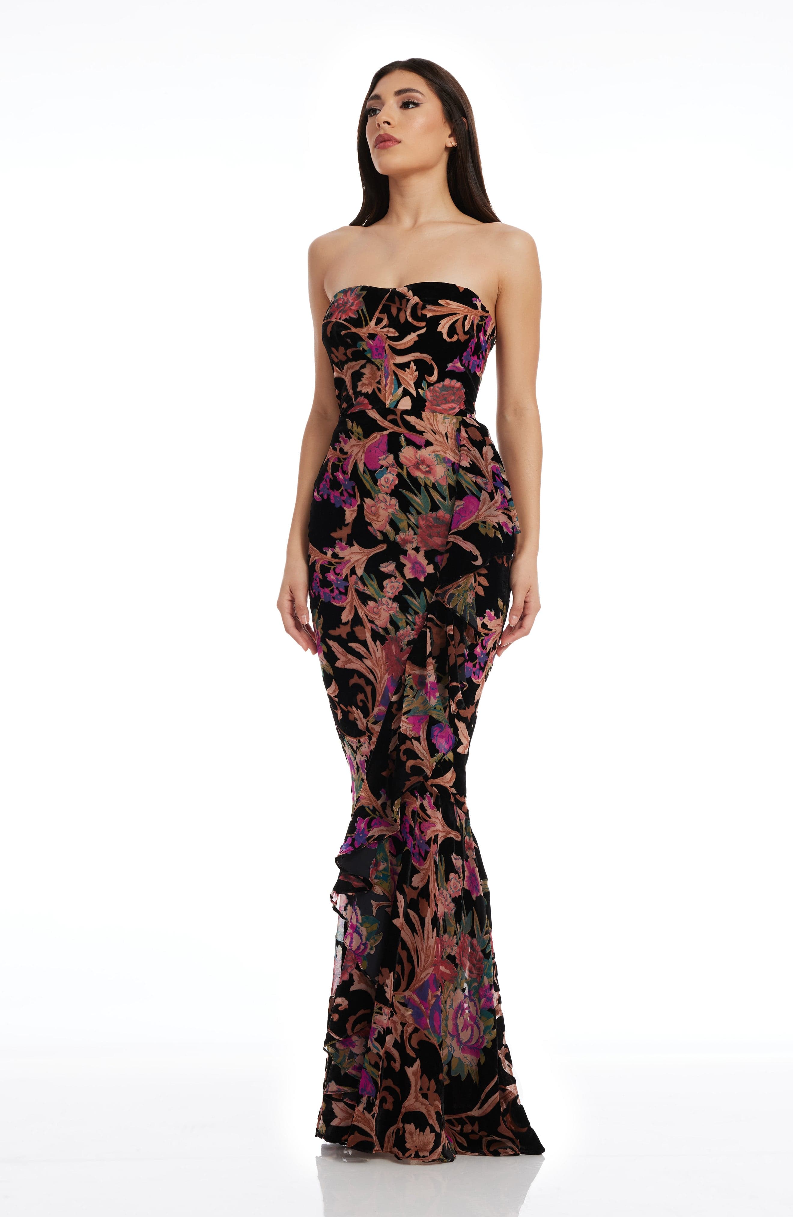 Paris Velvet Burnout Gown XXS / Black MULTI Paris Velvet Burnout Gown XXS / Black MULTI