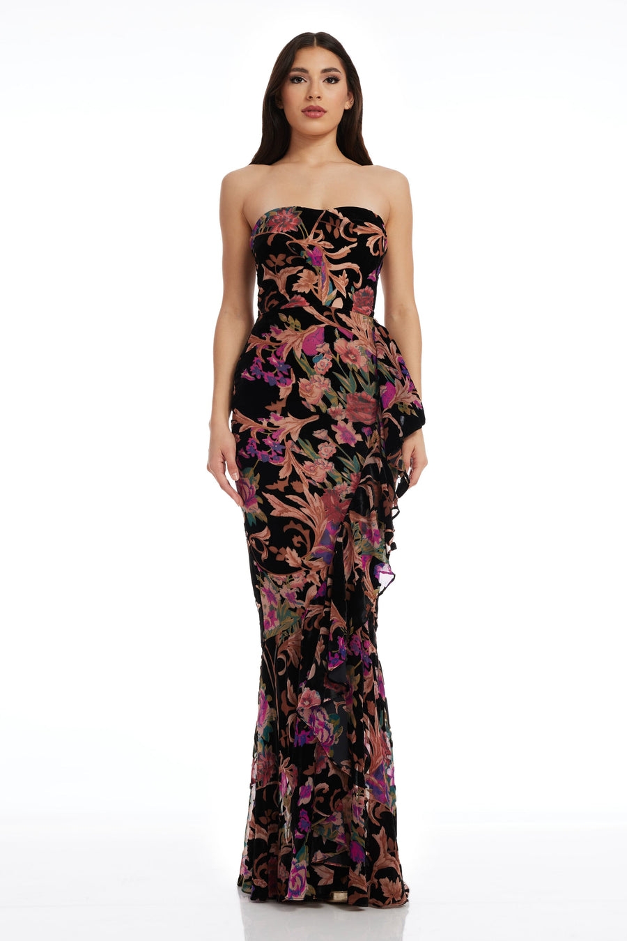 Paris Velvet Burnout Gown XXS / Black MULTI Paris Velvet Burnout Gown XXS / Black MULTI